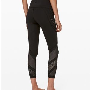 Black lace lululemon workout pants